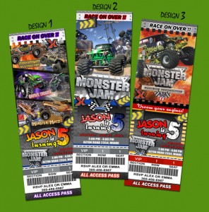 Monster  Birthday Party Supplies on To    Unique Personalized Monster Truck Jam Party Invitations