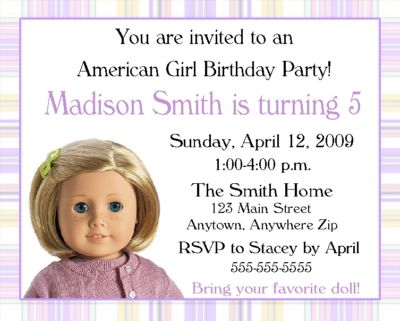 american girl doll party invitations