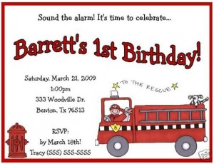 Fire truck birthday party invitation