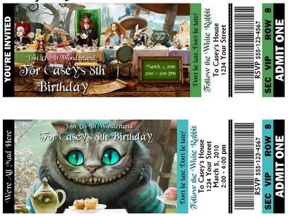 Craft Ideas Movie Ticket Stubs on One Of The Design Choices Are The Alice In Wonderland Ticket Style