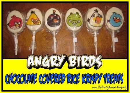 Angry Birds Birthday Cake on Angry Birds Chocolate Covered Rice Krispy Treat Party Favors
