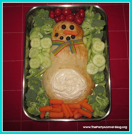 Snowman Bread Veggie Tray